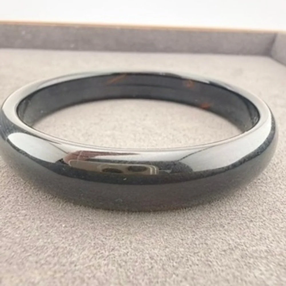 Black Agate Bangle Black Stone Minimalist Solid Stone Bangle Bracelet